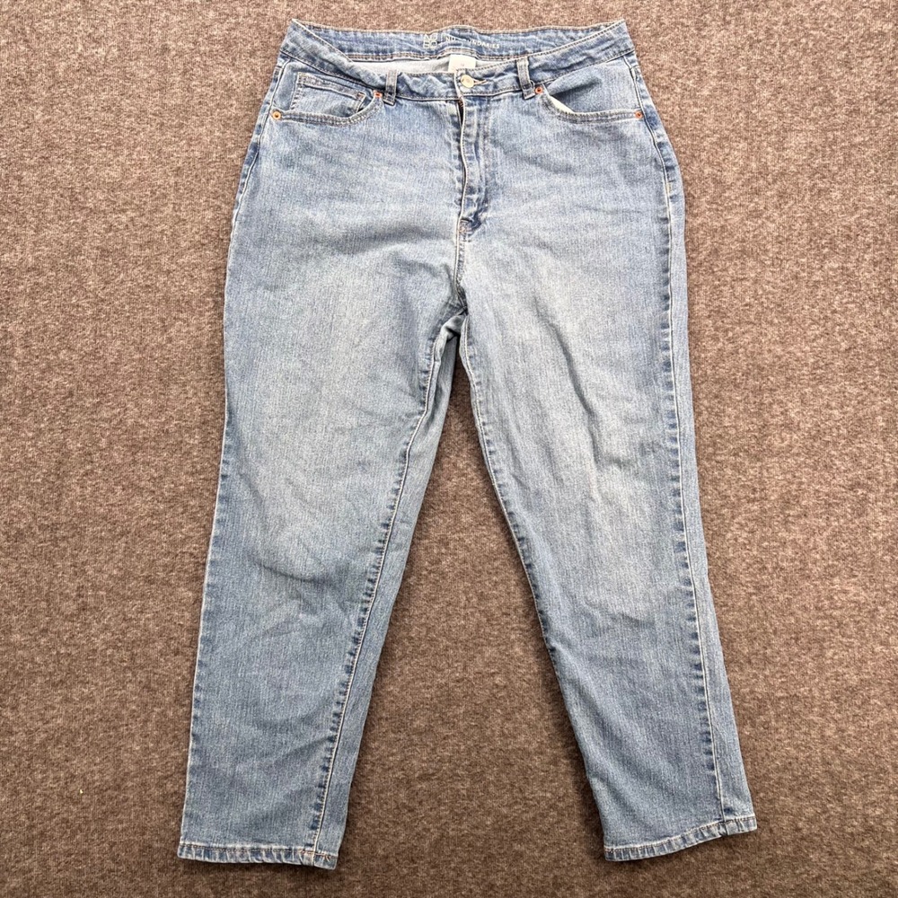 No Boundaries Womens High Rise Mom Jeans Light Wash Tapered Leg Blue Size 13‎